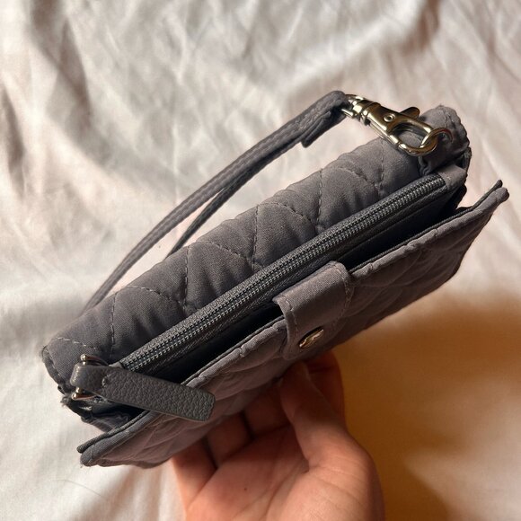 Vera Bradley Women's Quilted Gray Foldable Wallet/Wristlet - Picture 3 of 3